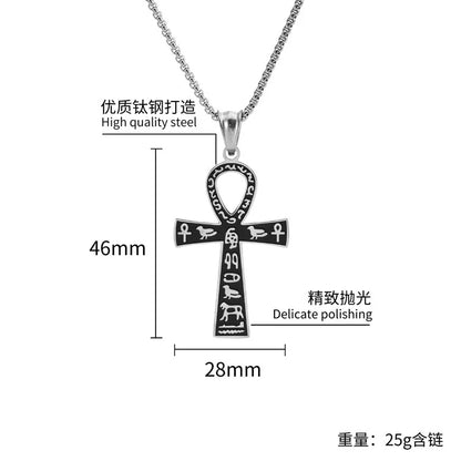 Collier en chaîne pour homme avec pendentif croix de ankh égyptienne