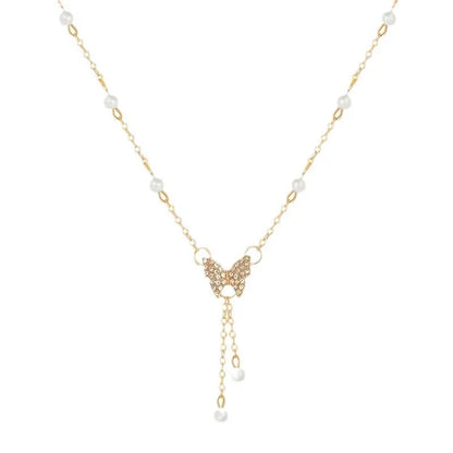 Collier pendentif en forme de papillon en plaqué or pour femmes