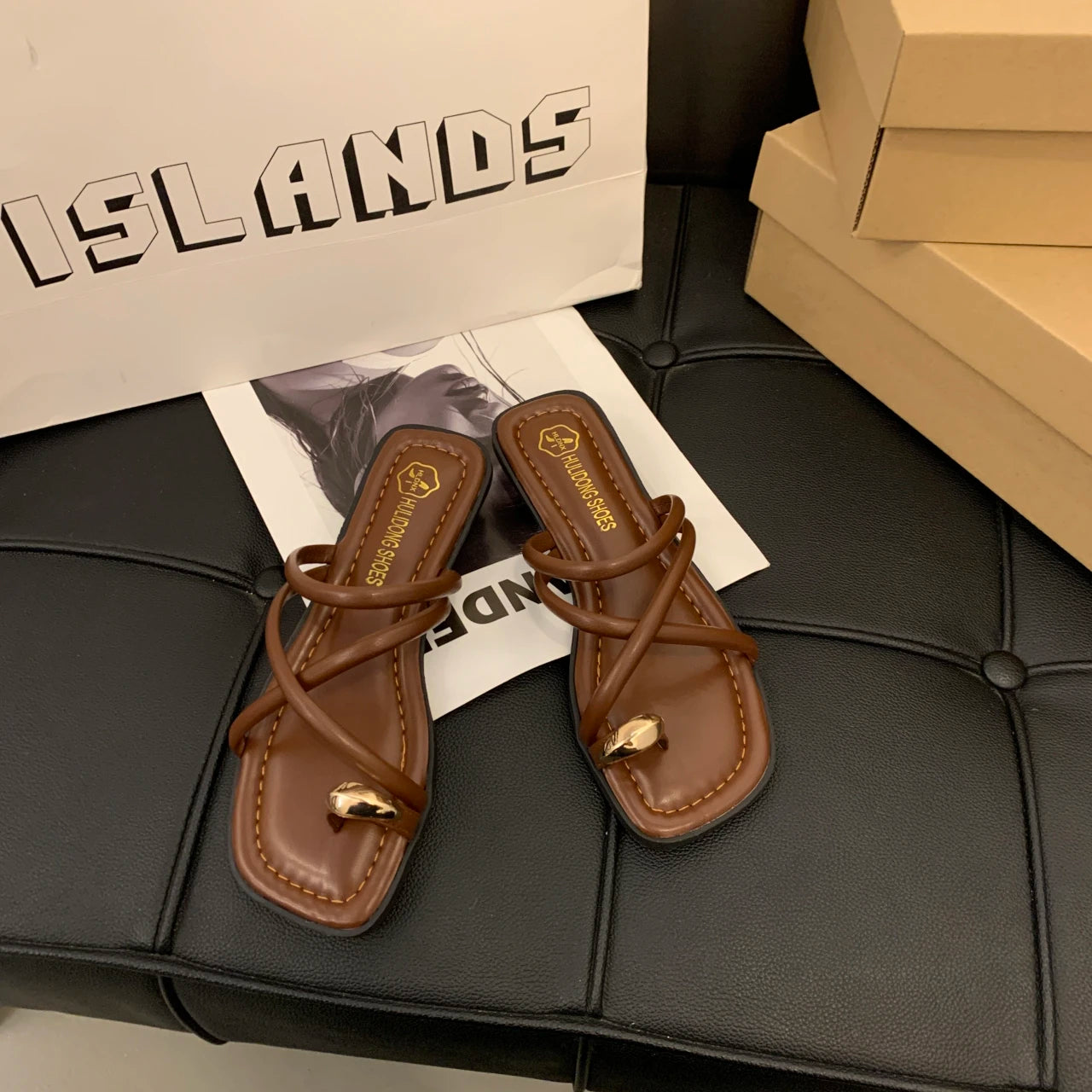 Sandales à lanières croisées élégantes, confortables pour femmes