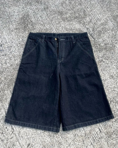 Short en jean Y2K baggy avec broderie de lettres et motif