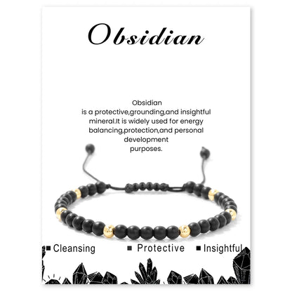 Bracelets tressés en grenat de 4 mm pour femmes et hommes en pierres naturelles