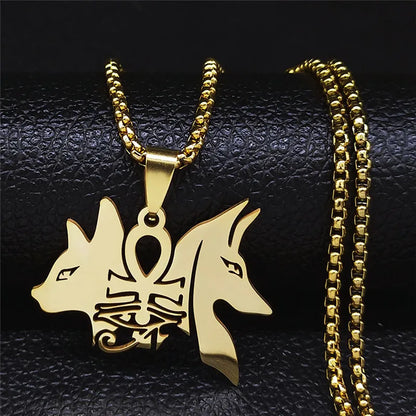 Colliers en acier inoxydable couleur or, symbole du scarabée égyptien œil de Ra Horus, collier clé de vie ankh,