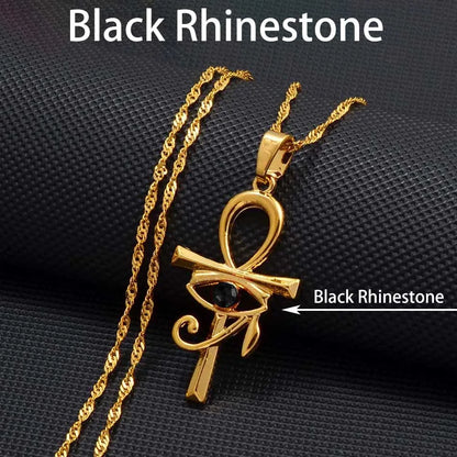 colliers Ancien Égypte Symbole Croix Ankh & Œil Amulettes Africaines Bijoux Égyptiens Accessoires en Pierre