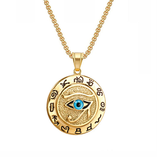 Pendentifs de l'Égypte Ancienne  en forme d'Œil d'Horus pour femmes et hommes en acier inoxydable couleur or