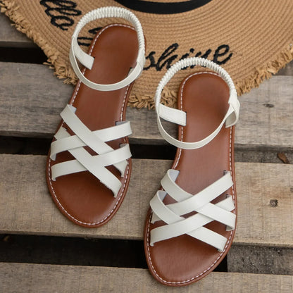 sandales plates légères pour femmes avec bande élastique