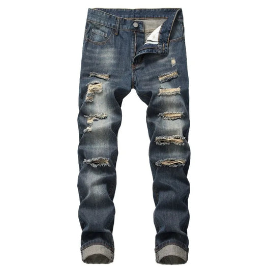 Pantalon pour homme coupe slim, déchiré