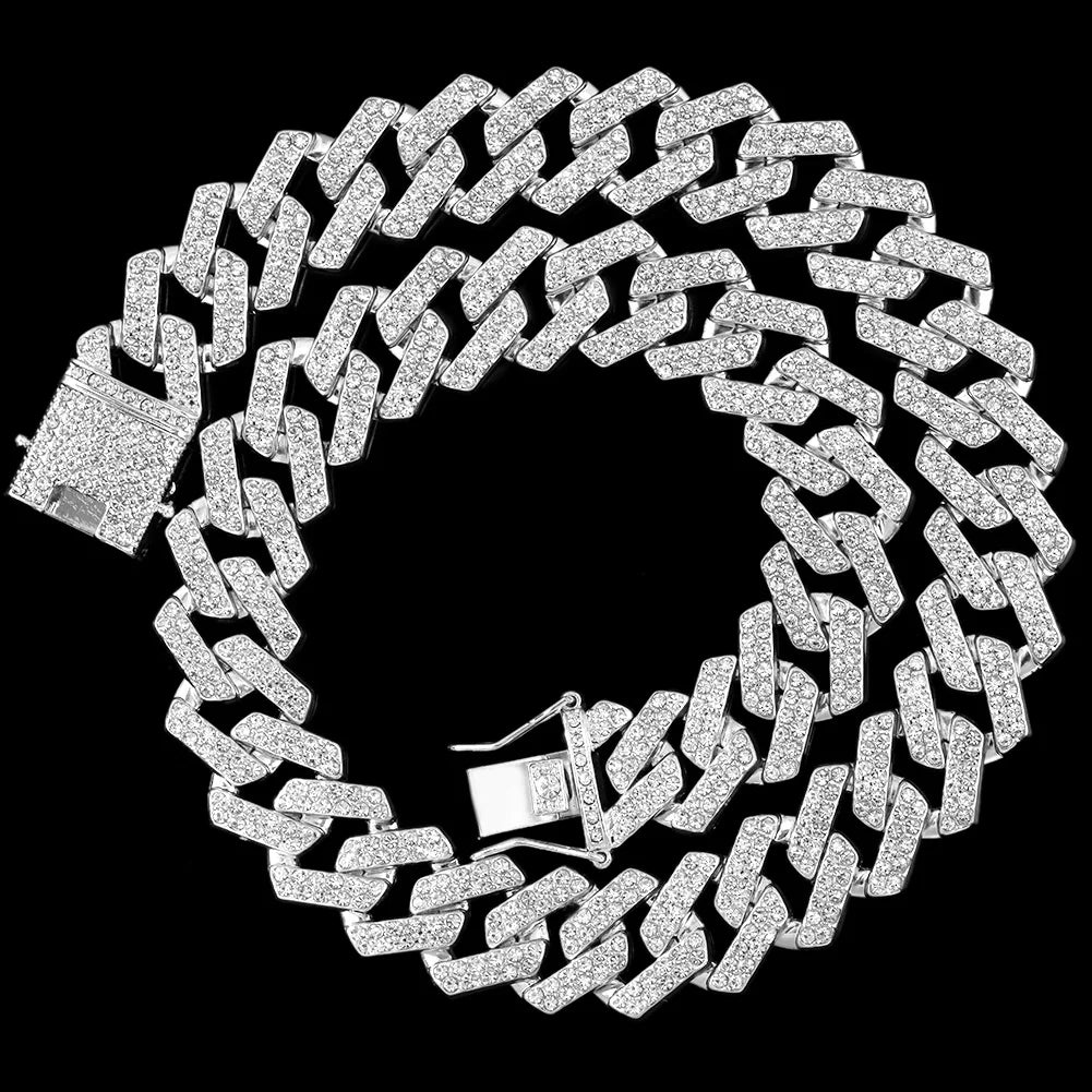 Collier et bracelet en chaîne cubaine en diamants pour hommes et femmes