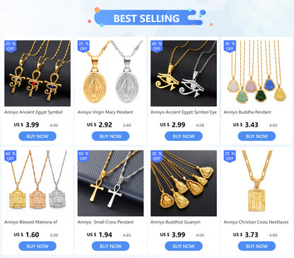 colliers Ancien Égypte Symbole Croix Ankh & Œil Amulettes Africaines Bijoux Égyptiens Accessoires en Pierre