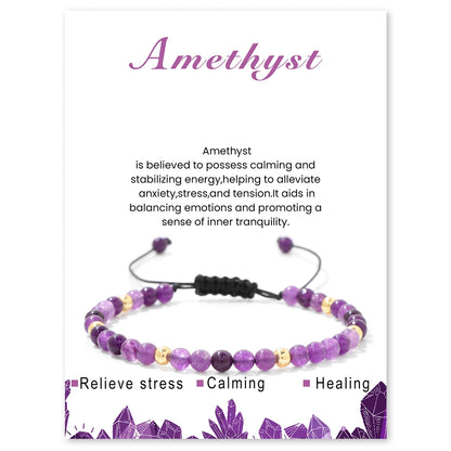 Bracelets tressés en grenat de 4 mm pour femmes et hommes en pierres naturelles