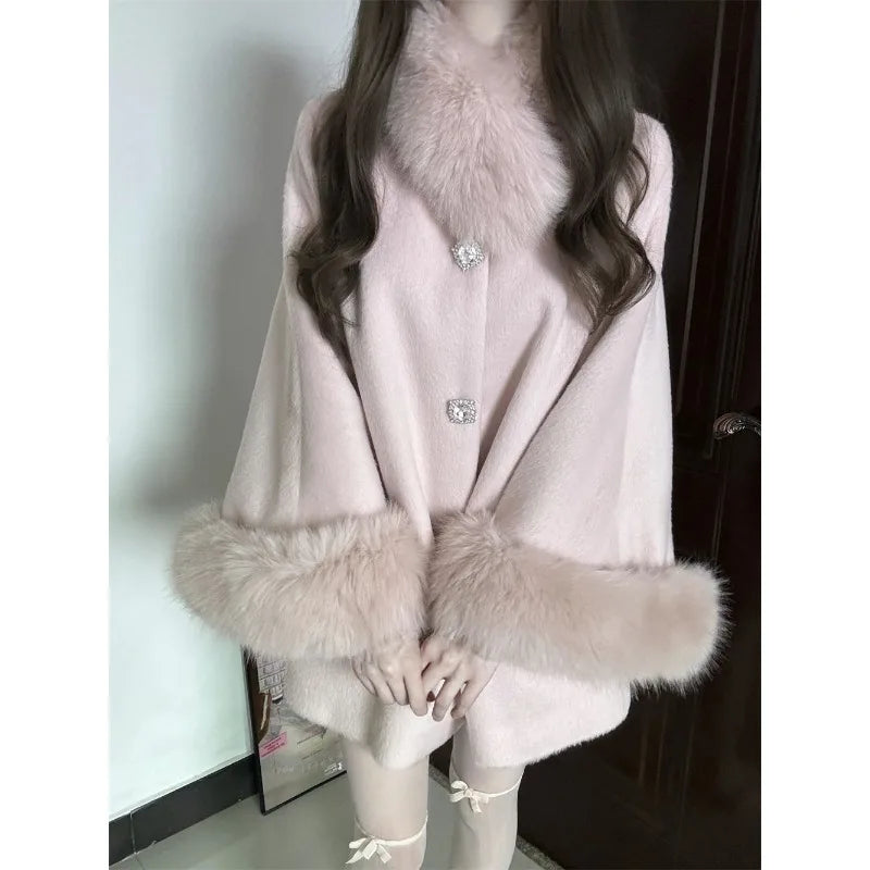 Manteau en laine pour femmes Famille Style Riche