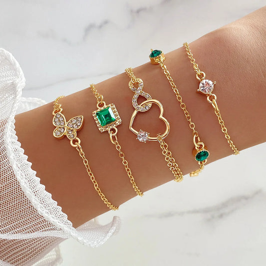 bracelets en cristal luxueux pour femmes, forme de cœur