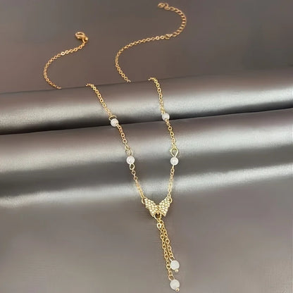 Collier pendentif en forme de papillon en plaqué or pour femmes