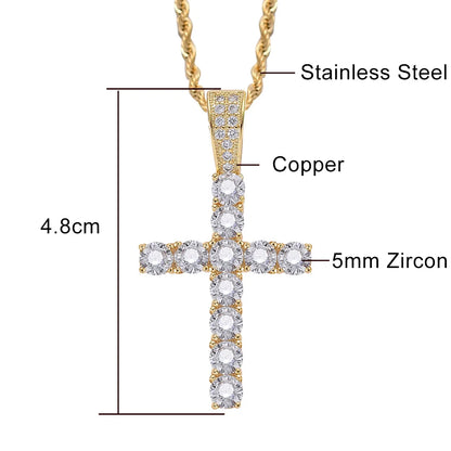 Colliers en croix ICE de 4/5 mm pour femmes et hommes, en acier inoxydable