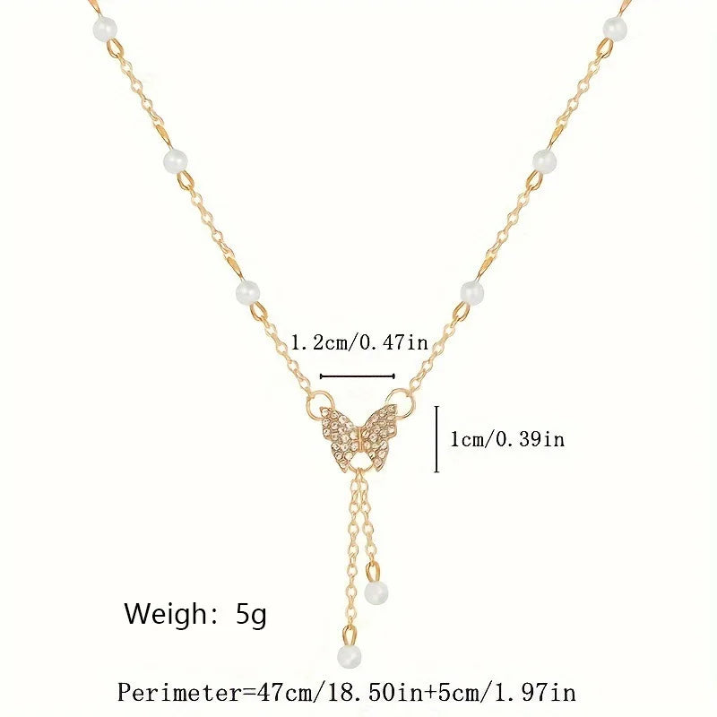Collier pendentif en forme de papillon en plaqué or pour femmes