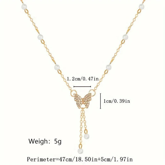 Collier pendentif en forme de papillon en plaqué or pour femmes