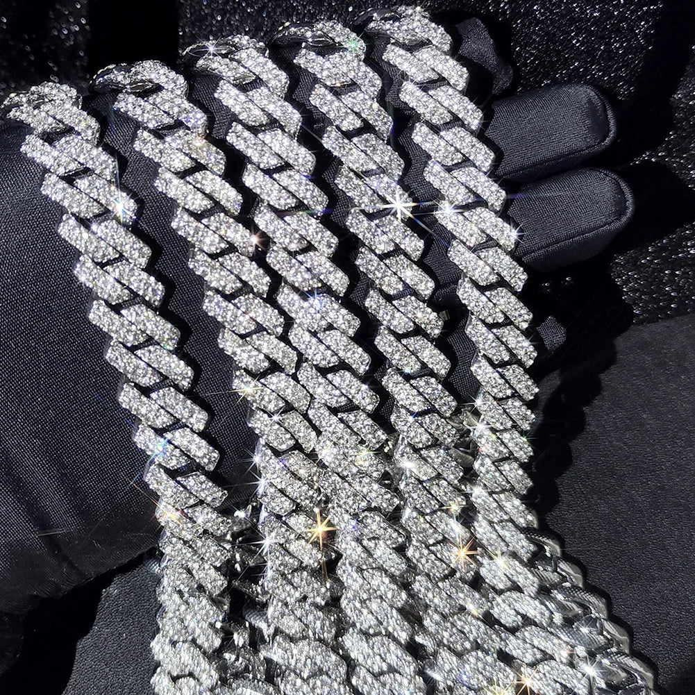 Collier et bracelet en chaîne cubaine en diamants pour hommes et femmes
