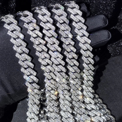 Collier et bracelet en chaîne cubaine en diamants pour hommes et femmes