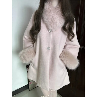 Manteau en laine pour femmes Famille Style Riche