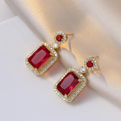 Ensemble de boucles d'oreilles, collier et bagues couleur émeraude de luxe pour femme en acier inoxydable