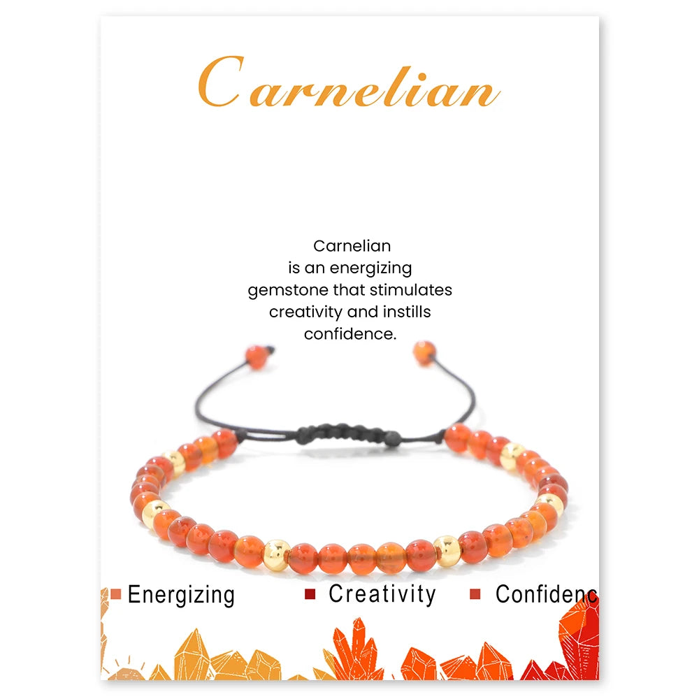 Bracelets tressés en grenat de 4 mm pour femmes et hommes en pierres naturelles